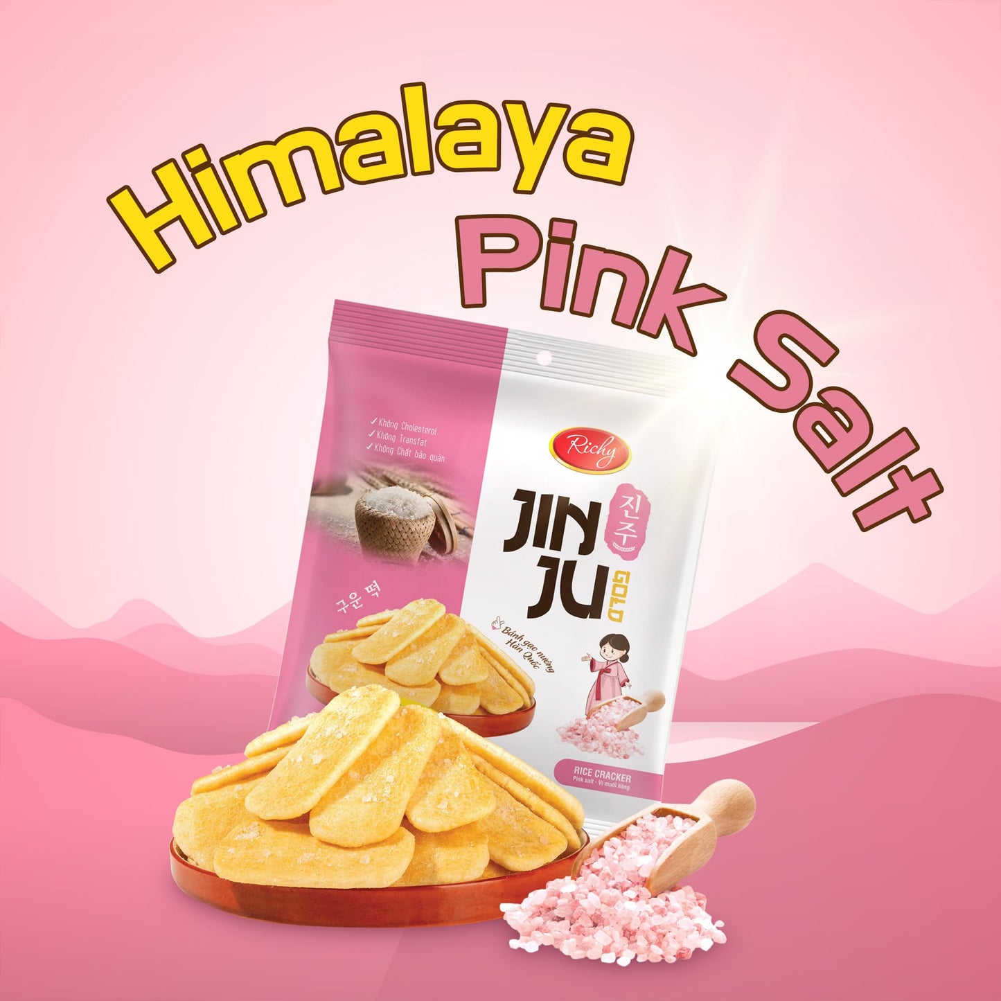 50000179 - RICHY Jinju Gold - Rice Cracker Pink Salt 134.40g